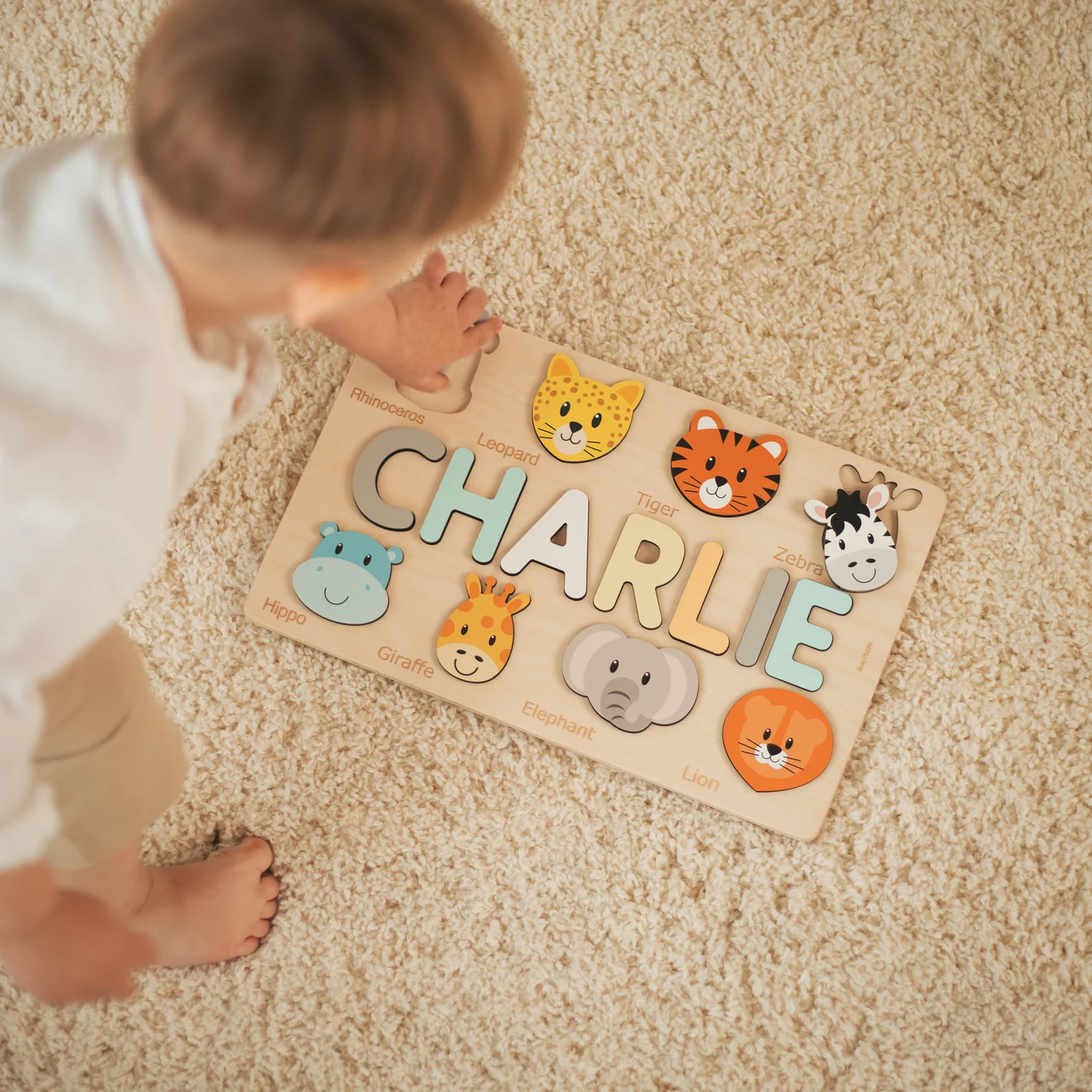 Personalized Name Puzzle With Animals Baby Toddler Kids - Etsy | Etsy (US)