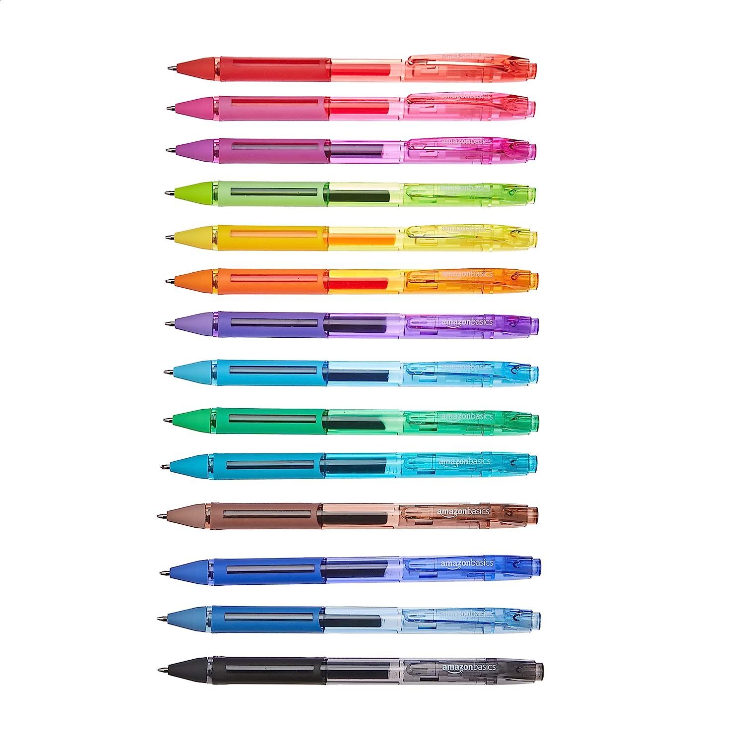 Amazon Basics Multicoloured Gel Pen Set - Medium Point, Assorted Colours, 14-Pack | Amazon (US)