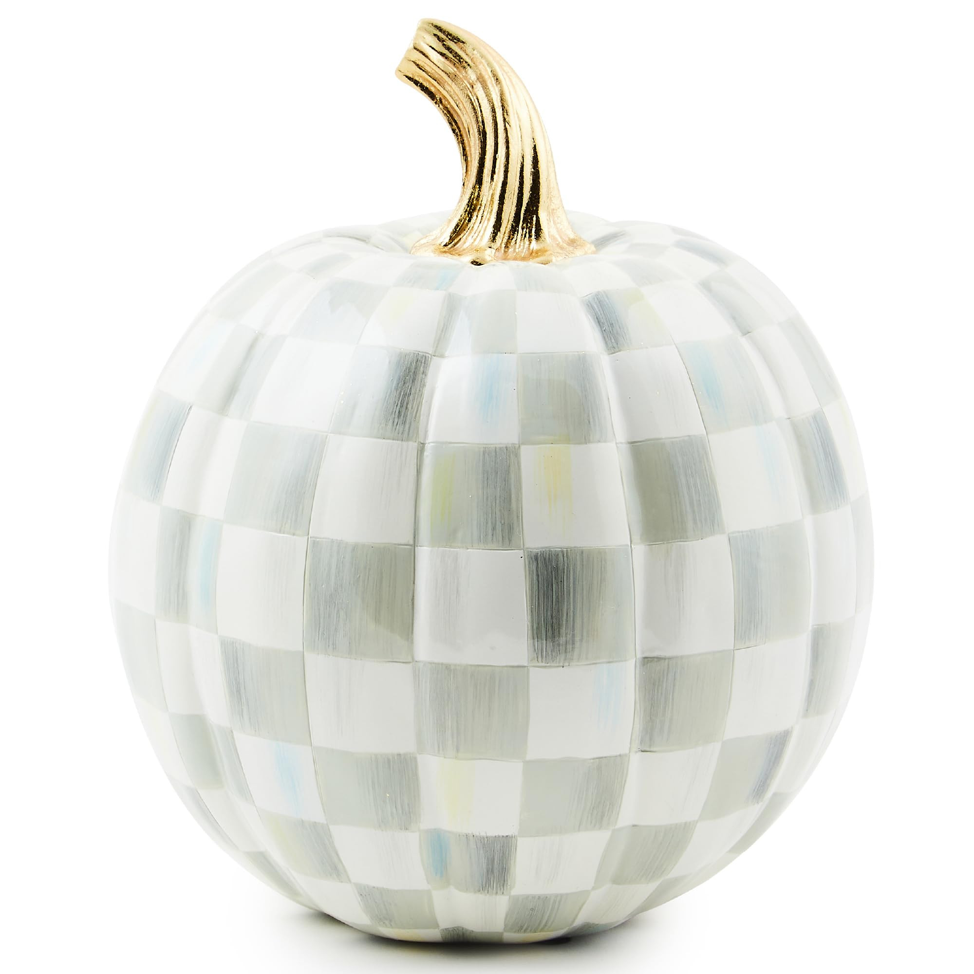 MACKENZIE-CHILDS Small Pumpkin, Resin Halloween Home Decor, Gray-and-White Sterling Check | Amazon (US)