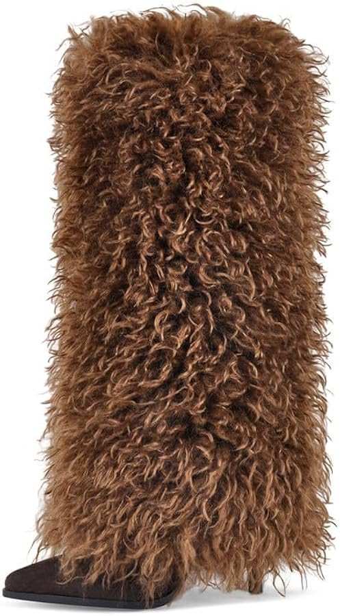 Women's Knee High Furry Boots Shaggy Long Faux Fur Winter Boots Cozy Plush Retro Festival Party S... | Amazon (US)