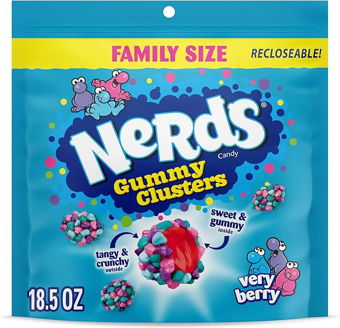 NERDS Gummy Clusters Candy, Very Berry, Crunchy and Gummy, 18.5 oz | Amazon (US)