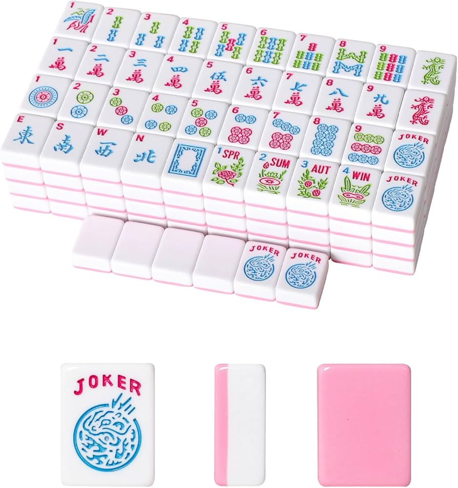 1.2”American Mahjong Tile Set, 166 Mahjong Game Set with Pink Color (Tiles Only, No Racks and O... | Amazon (US)