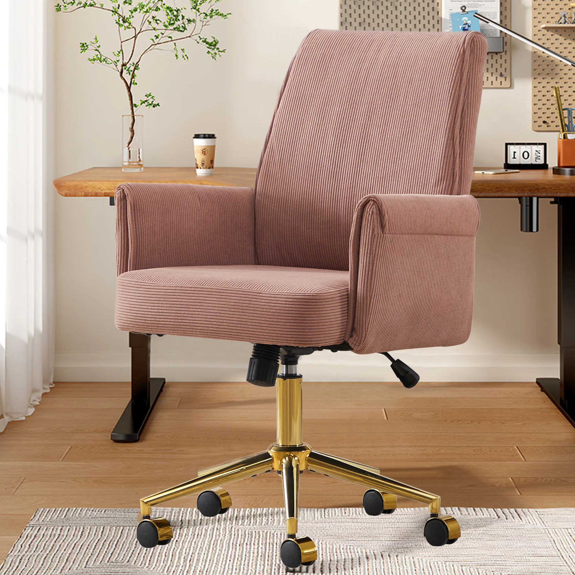 KTMBDW Pink Office Desk Chair - Adjustable Height Rolling Swivel Executive Chair one_size | W2311P420439 | Lowe's