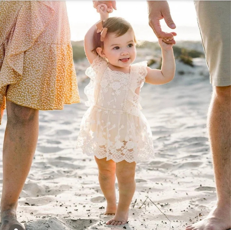 Rustic baby girl CREAM romper, 1st birthday cream Baby girls boho outfit, Boho girl outfit, Rusti... | Etsy (US)
