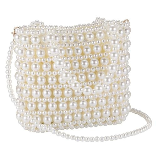 Ayliss Women Pearl Clutch Bag Crossbody Handbag Purse Beaded Evening Bag Shoulder Wedding Clutch Top-Handle Chain (#2) | Amazon (US)
