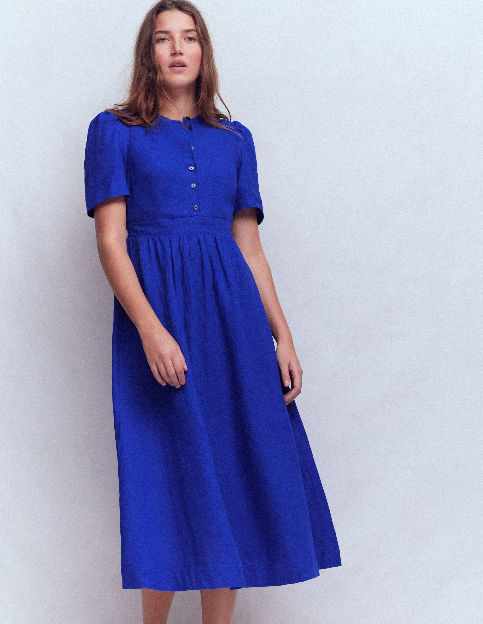 Ivy Linen Midi Dress-Bright Blue | Boden (US)