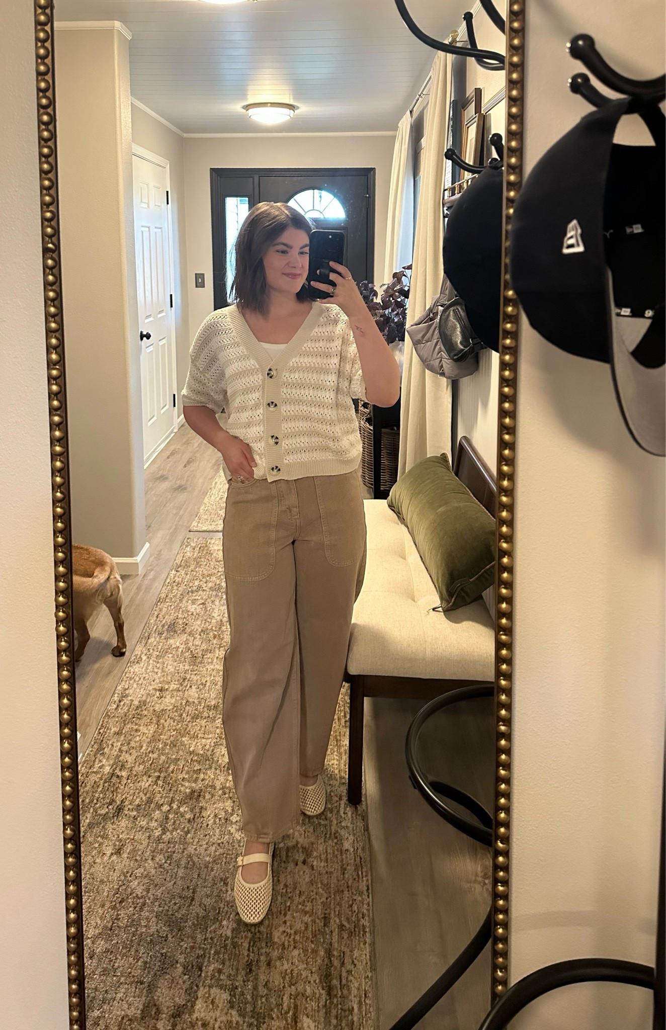 Striped short sleeve button up cardigan, beige mesh Mary Jane flats, high rise easy barrel jeans, teacher outfit, target fashion, Amazon fashion, workwear, petite fashion, beige pants

#LTKootd #LTKPetite #LTKWorkwear