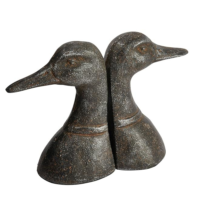 Creative Co-Op Decorative Distressed Cast Metal Duck Head Bookends, Black, Set of 2 | Amazon (US)