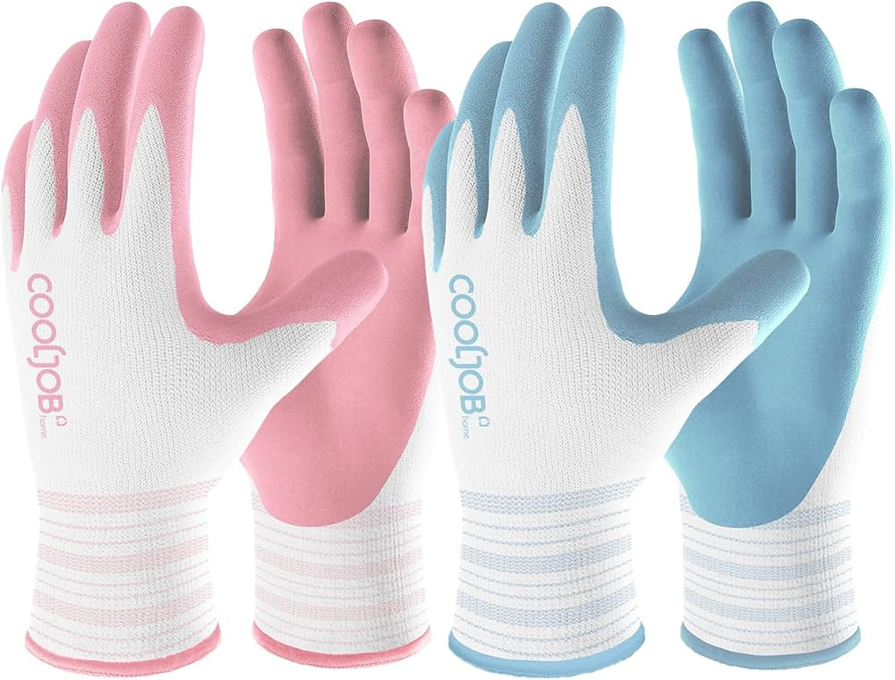 COOLJOB 2 Pairs Gardening Gloves for Women Ladies, Breathable Rubber Coated for Yard Garden, Outd... | Amazon (US)