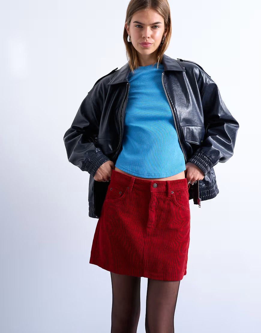 Topshop cord mini pelmet skirt in red | ASOS (Global)