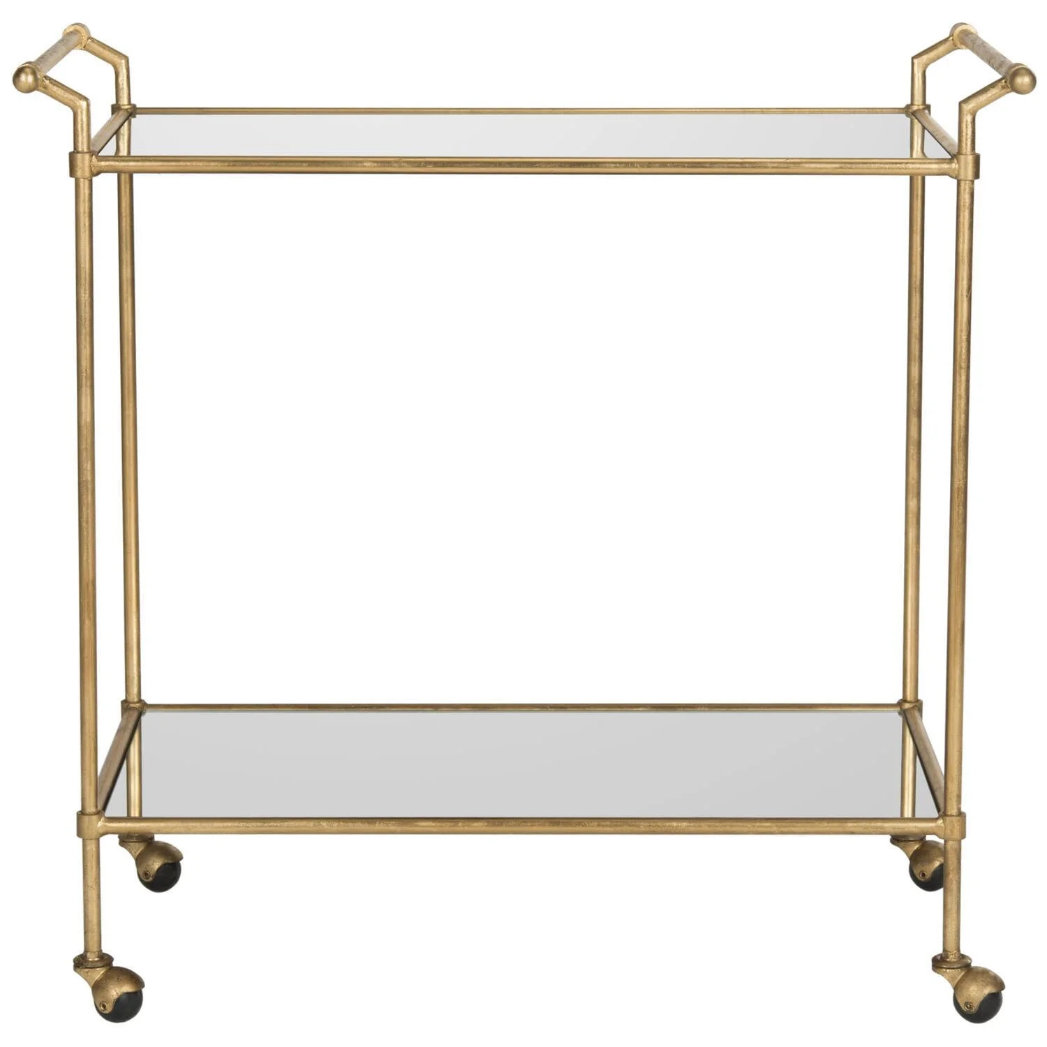 SAFAVIEH Felicity 2-Tier Classic Bar Cart with Handle and Casters, Gold/Mirror | Walmart (US)