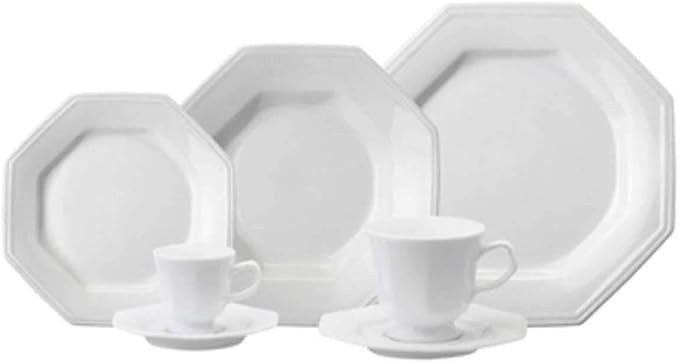 Serviço de Jantar Chá Café 42 peças em Porcelana. Modelo Octogonal Prisma. Branca. Fabricado ... | Amazon (BR)