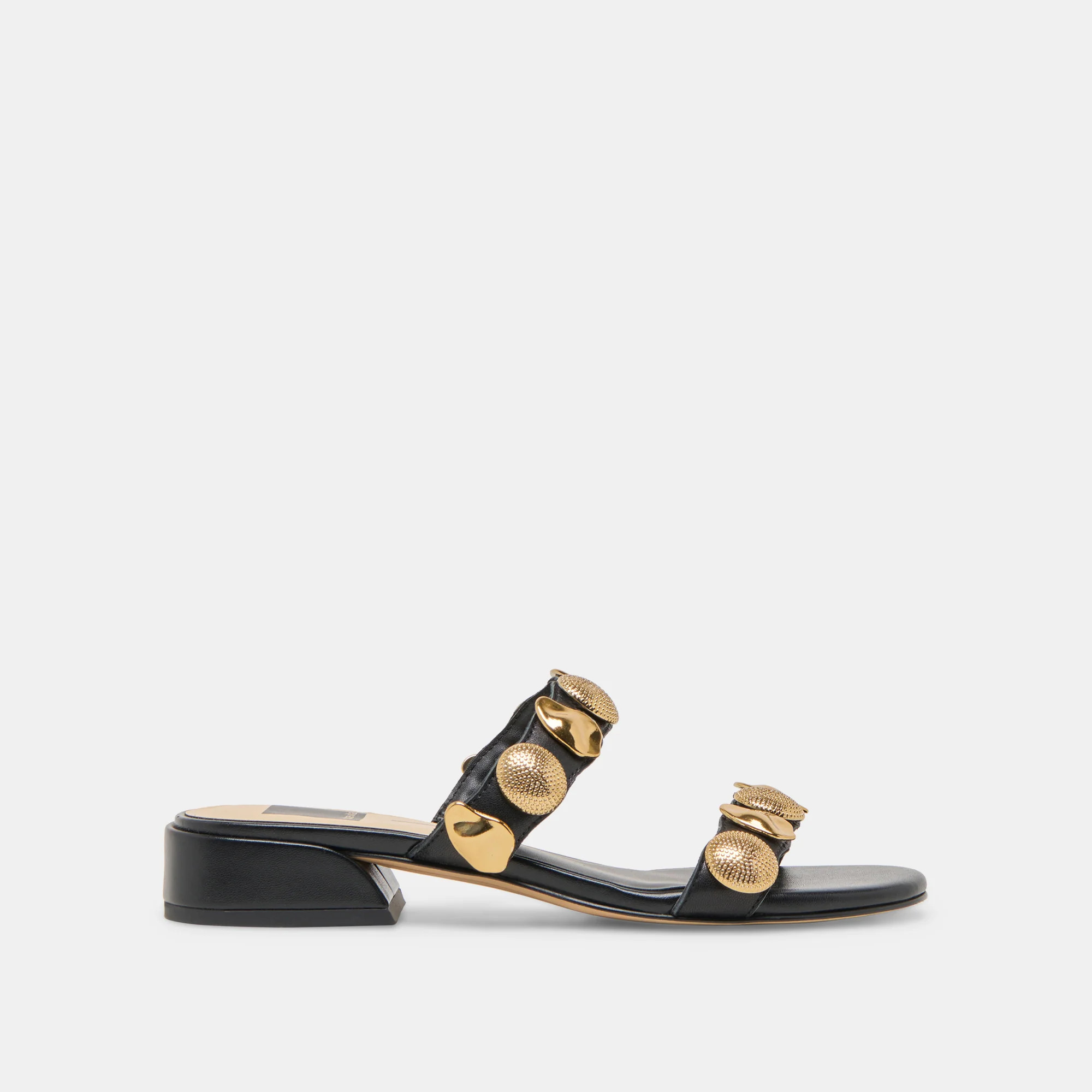 Farrow Black Leather Sandals | Dolce Vita | DolceVita.com