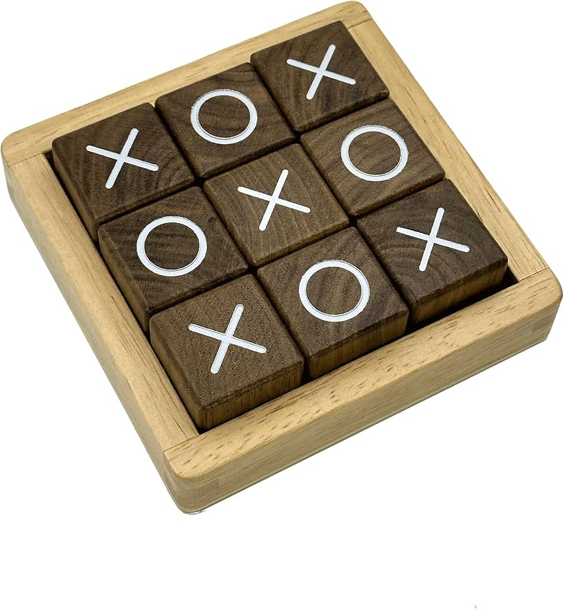 Tic Tac Toe Board Game Noughts Crosses Games Coffee Table Decor for All Ages Size 4 by 4 Inch | Amazon (US)