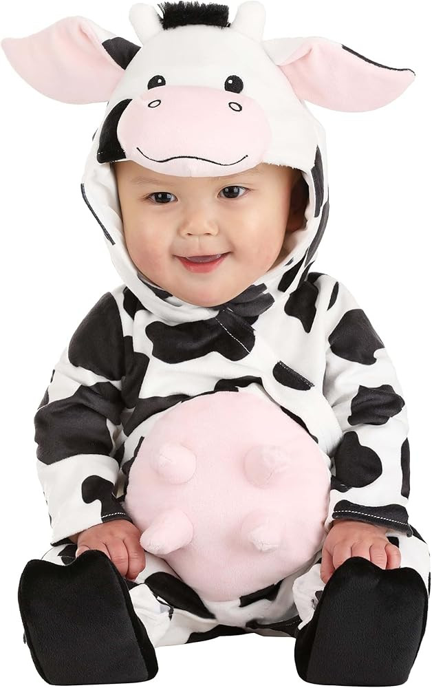 Infant Cow Cutie Costume Hooded Cow Onesie Jumpsuit for Baby | Amazon (US)