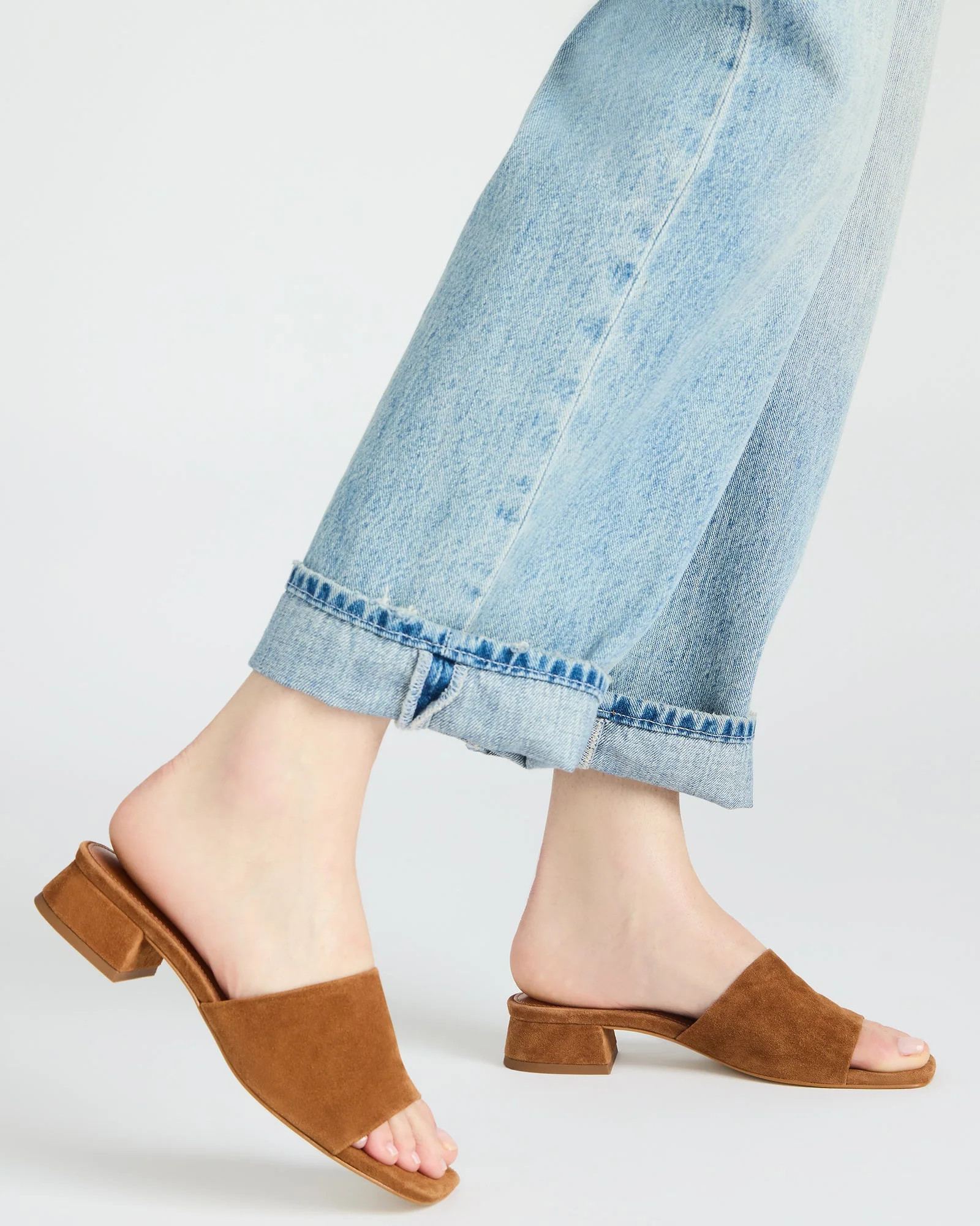 MONTGOMERY Chestnut Suede Square-Toe Slide Mule Women's Sandal | Steve Madden (US)