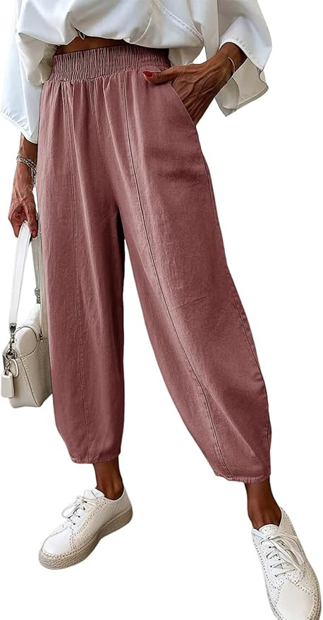 Dokotoo Womens Wide Leg Casual Pants for Summer Spring Cotton Baggy Loose Lounge Harem Pants Comf... | Amazon (US)