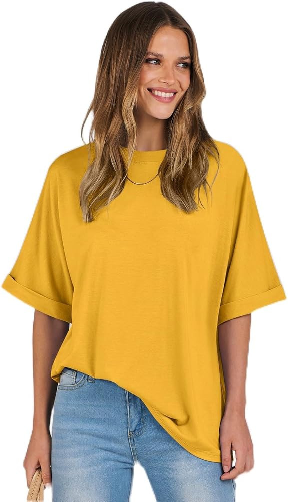 ANRABESS Womens Tops Oversized T Shirts Short Sleeve Crewneck Summer Casual Loose Basic Tee Shirt... | Amazon (US)