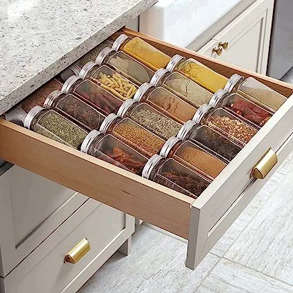 Adjustable Spice Rack Drawer Organizer, 12" to 24" Stackable Tray, Expandable Plastic Tray Drawer... | Amazon (US)