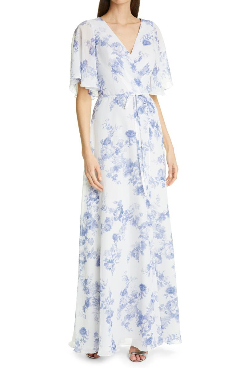 Marchesa Notte Porcelain Floral Print Chiffon Gown | Nordstrom | Nordstrom