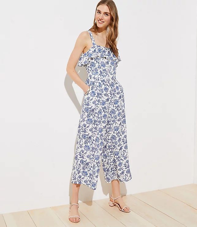 Trellis Garden Ruffle Jumpsuit | LOFT | LOFT