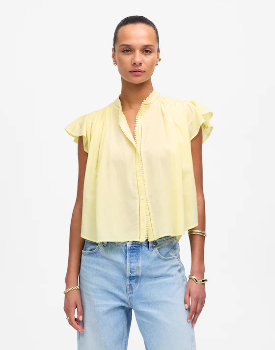 Shirred Lace-Trim Top | Madewell