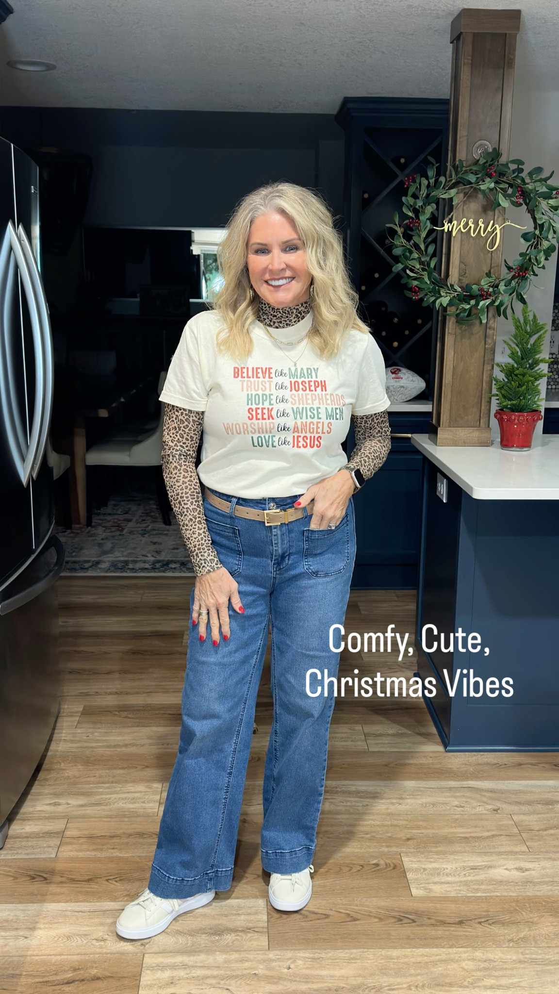 Holiday Boutique day here in KC… so I kept it casually festive and comfy for a full day of shopping. 🎄🛍️

Layered my leopard long-sleeve under a sweet Christian-message tee, added easy denim + walk-all-day sneakers, and called it good.

Everything linked for you — simple, cute, and practical for a marathon shopping day!

#LTKootd #LTKHoliday #LTKSeasonal