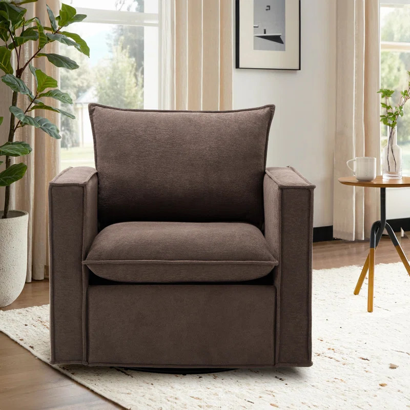 Louretha 34" Wide Fabric Upholstered Swivel Armchair | Wayfair North America