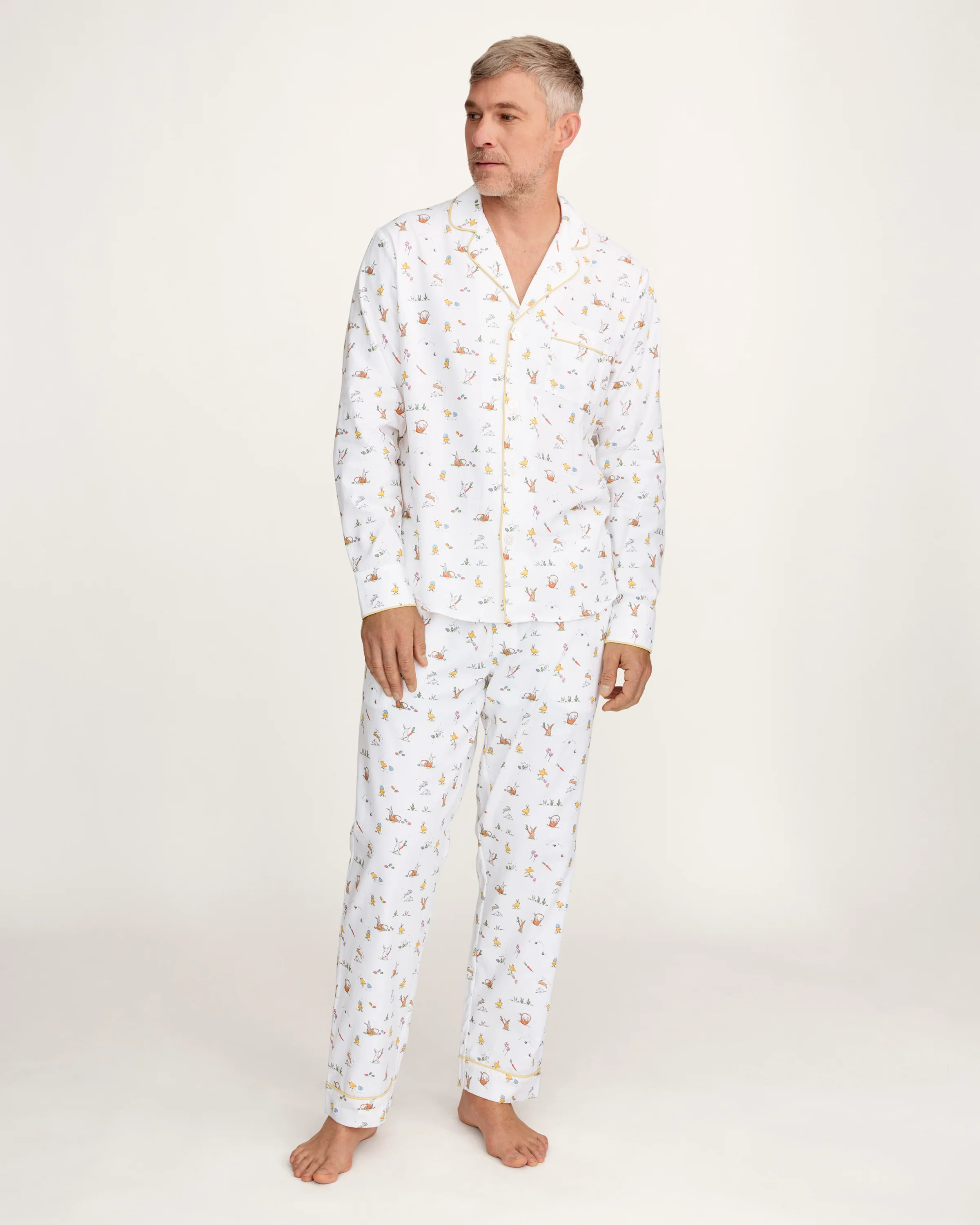 Men's Twill Pajama Set in Easter Frolic | Petite Plume