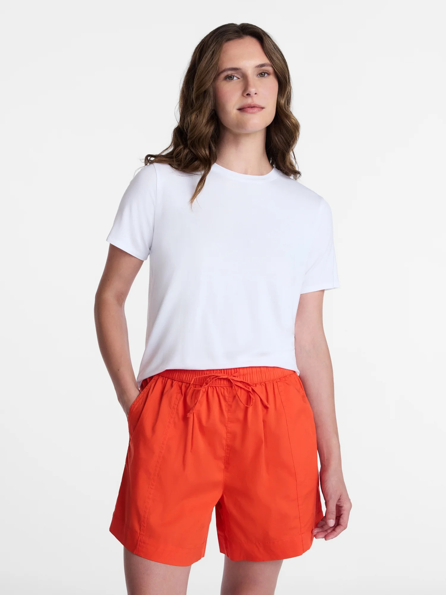 Time and Tru Women's Draped Boxy Tee with Short Sleeves, Sizes XS-XXXL | Walmart (US)