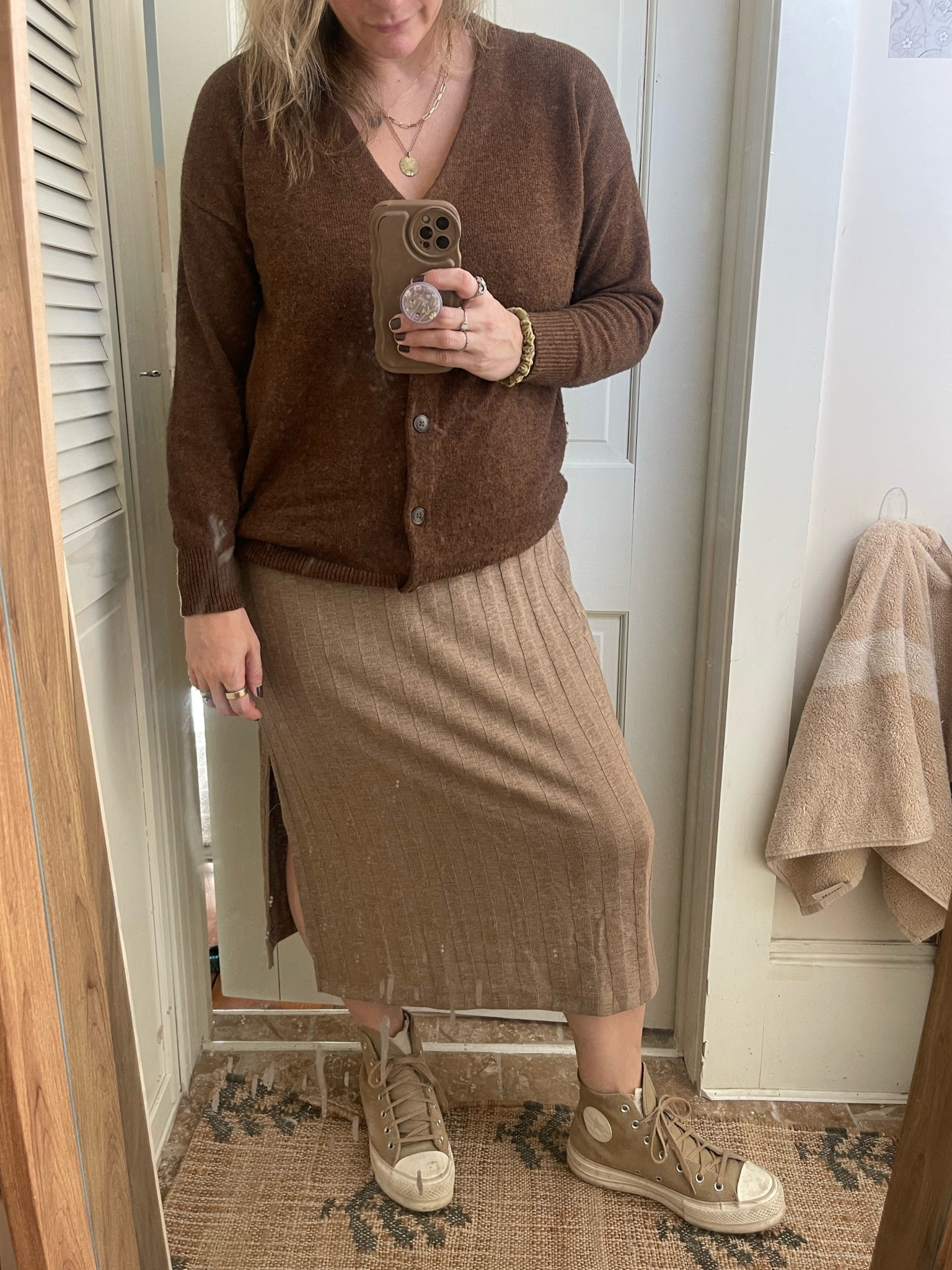 Shades of brown & beige. 

Fall outfits, family photos, H&M knit dress, Madewell cardigan, Converse suede Chuck Taylor high tops

#LTKsalealert #LTKstyletip #LTKover40