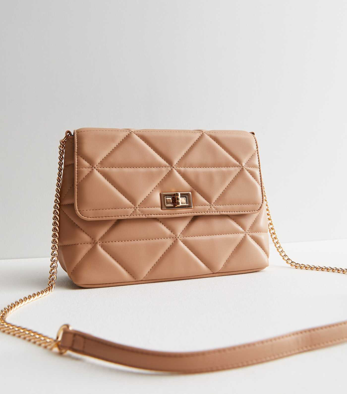 Camel Leather-Look Quilted Chain Strap Cross Body Bag
						
						Add to Saved Items
						Remov... | New Look (UK)