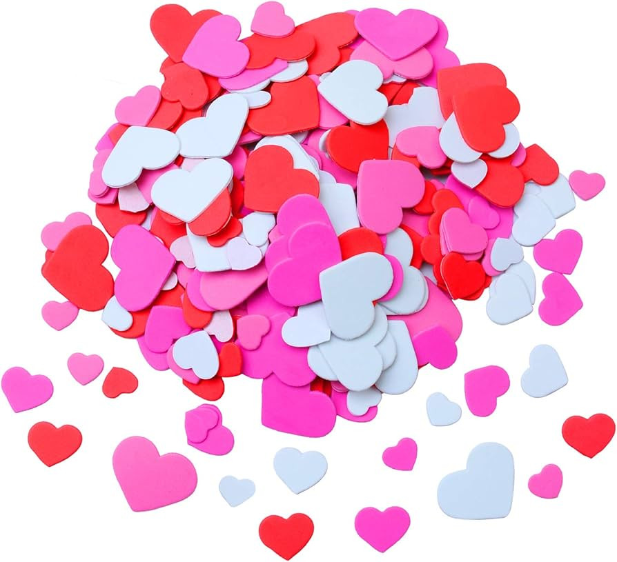 Cooraby 600 Pieces Heart Foam Stickers Self-Adhesive Heart Shaped Craft Stickers for Valentine's ... | Amazon (US)
