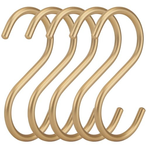 20Pcs Gold S Hooks,4.3inch Aluminum Alloy S Shaped Universal Hooks,Heavy Duty S Hanger Hooks,Utility S Hooks for Bathroom,Cloakroom,Kitchen Pots Pans Cups | Amazon (US)