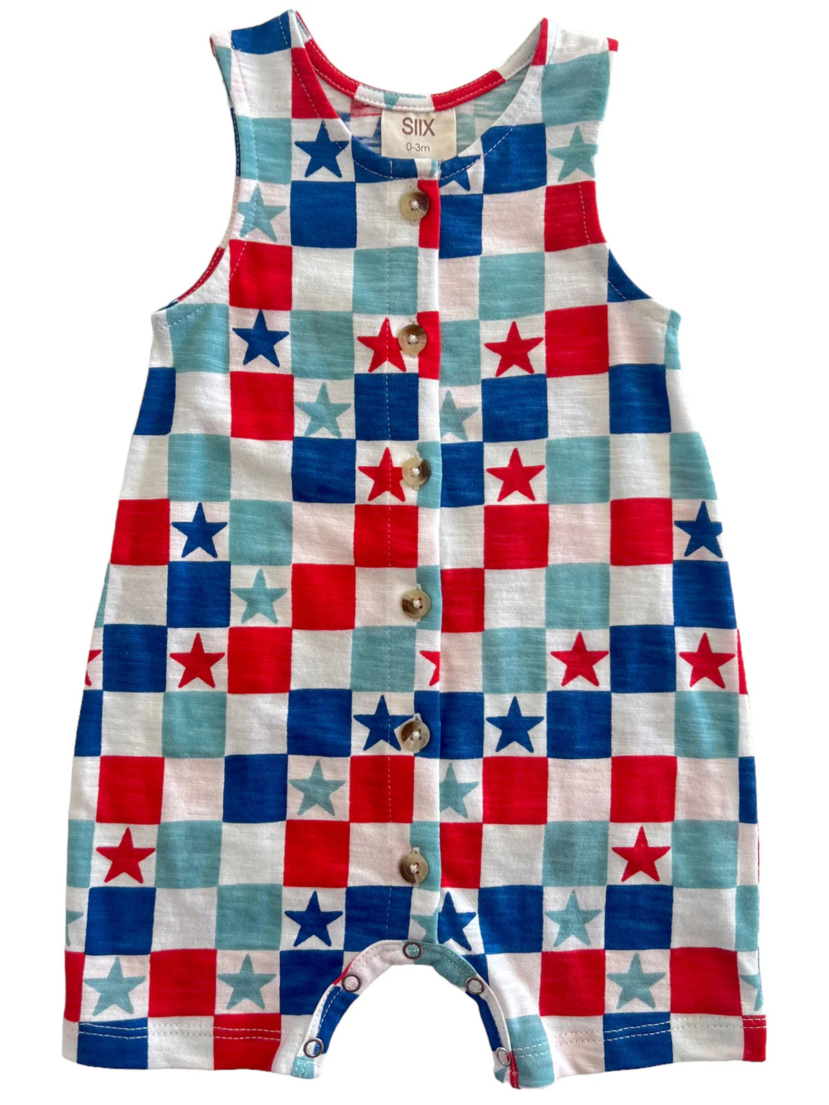 Red, White & Blue Checkerboard / Organic Bay Shortie | SpearmintLOVE