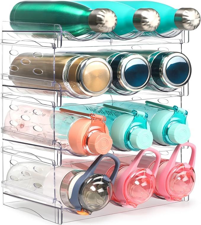 JUPELI Water Bottle Organizer, 4 Pack Stackable Cup Organizer for Cabinet, Plastic Tumbler Travel... | Amazon (US)