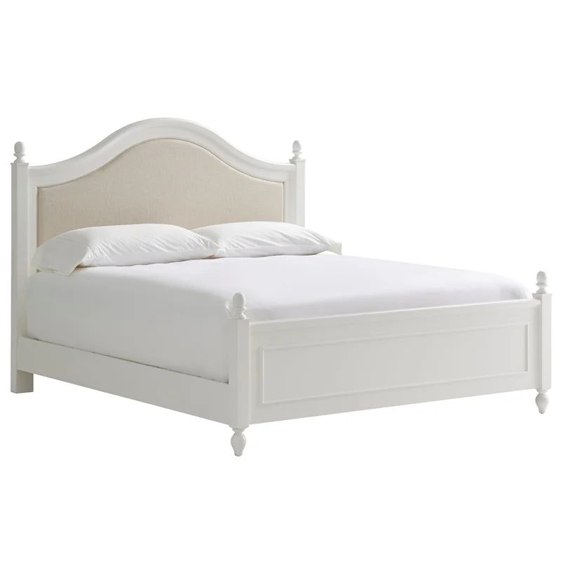 Arched Paneled Wood Framed Upholstered Queen Bed in White - Walmart.com | Walmart (US)