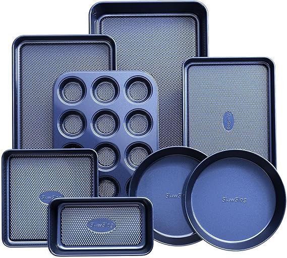 8pcs Nonstick Cookie Sheet Baking Pan Set Blue, SMGBKSET-DBL08       Send to LogieInstantly adds ... | Amazon (US)