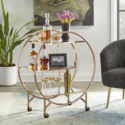 Corona Bar Cart Everly Quinn Frame Color: Rose Gold | Wayfair North America