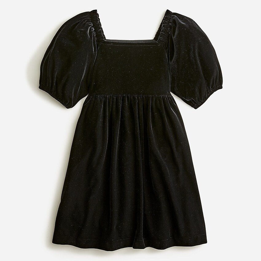 Girls' velvet puff-sleeve dress | J. Crew US