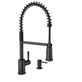 MOEN Indi Single-Handle Pre-Rinse Spring Pulldown Sprayer Kitchen Faucet with Power Clean in Matt... | The Home Depot