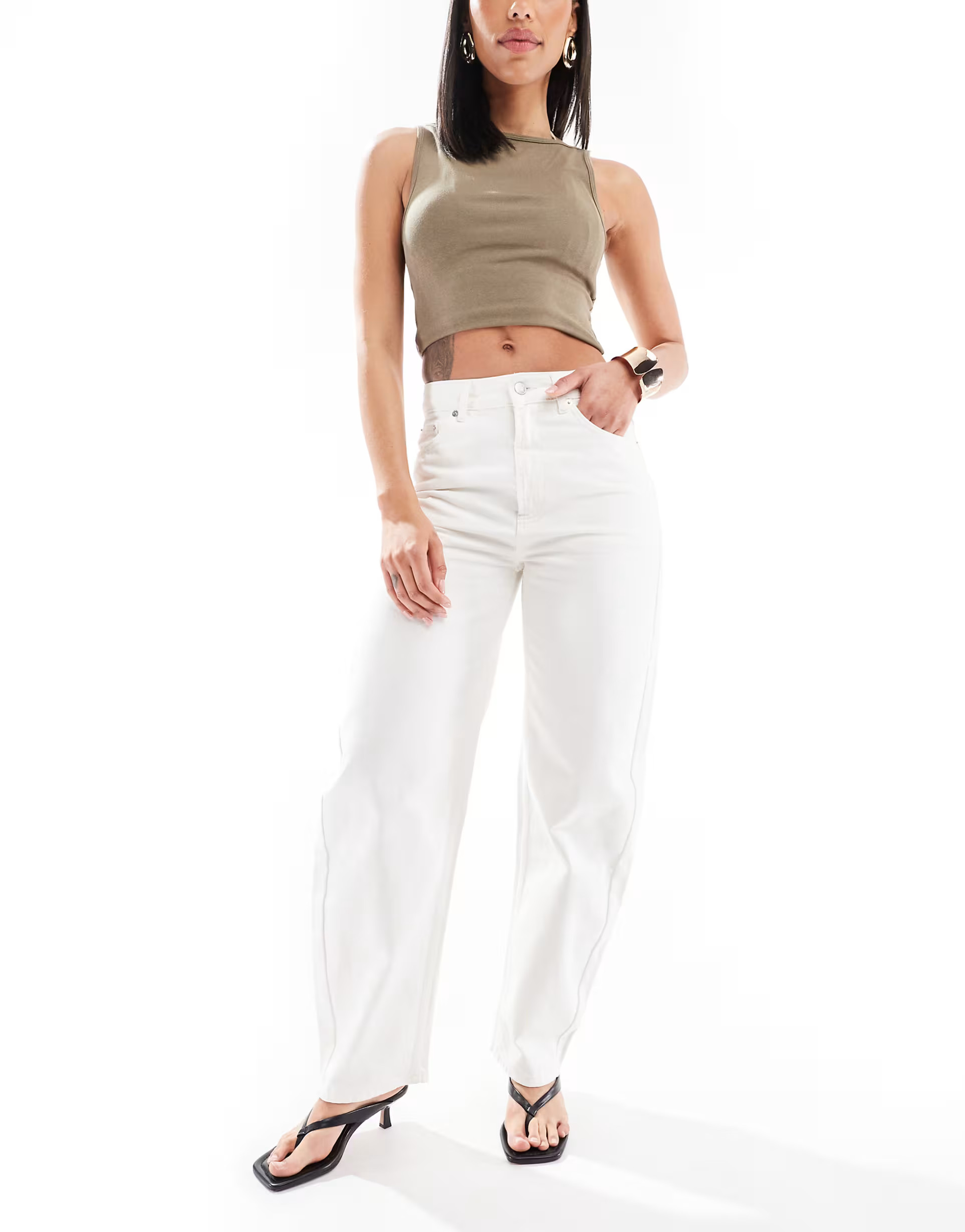 ASOS DESIGN barrel leg jeans in white | ASOS (Global)