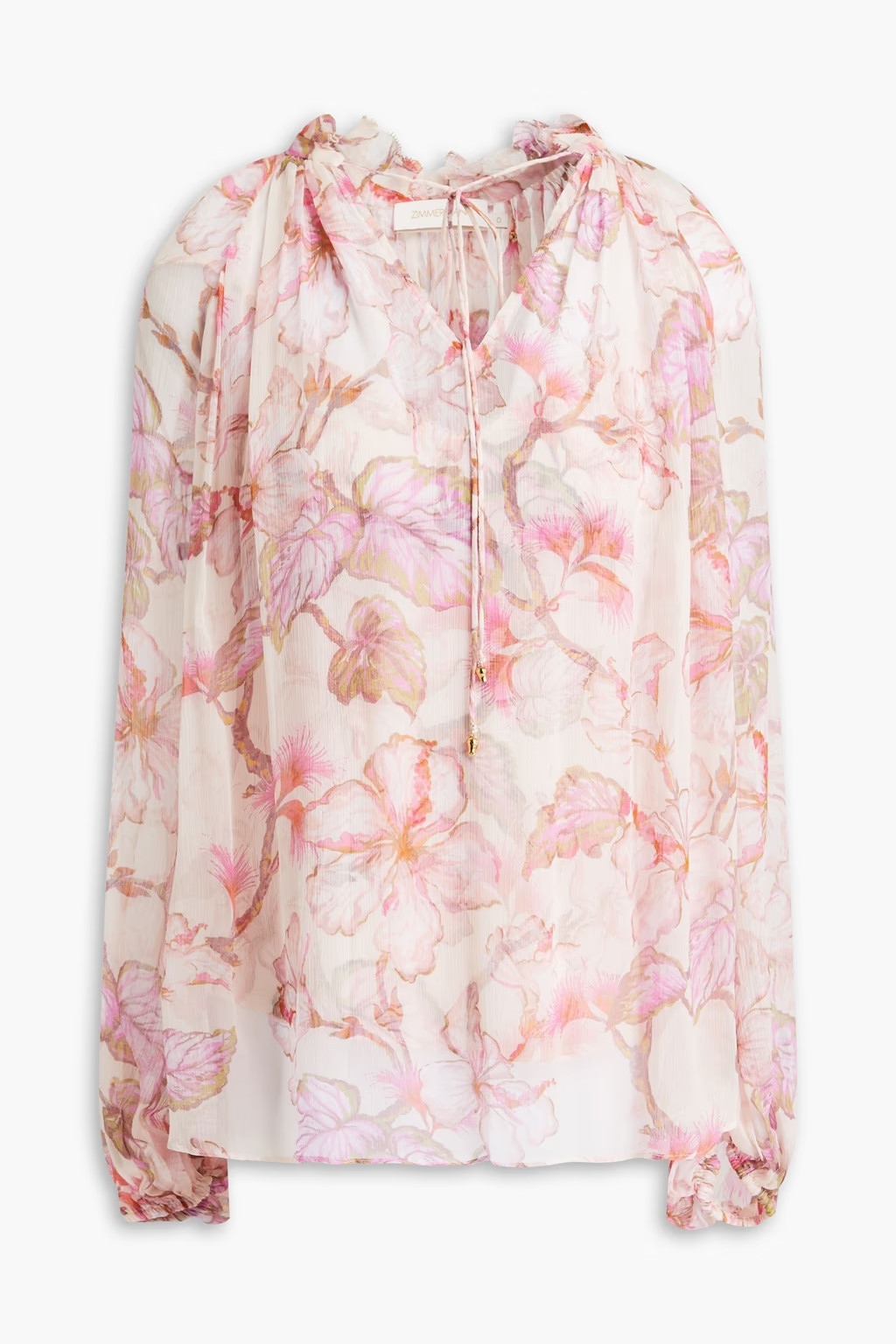 Ruffled floral-print crepon blouse | The Outnet (US and CA)
