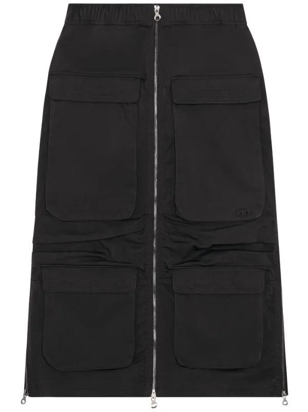 cargo-pocket elasticated midi skirt | Farfetch Global
