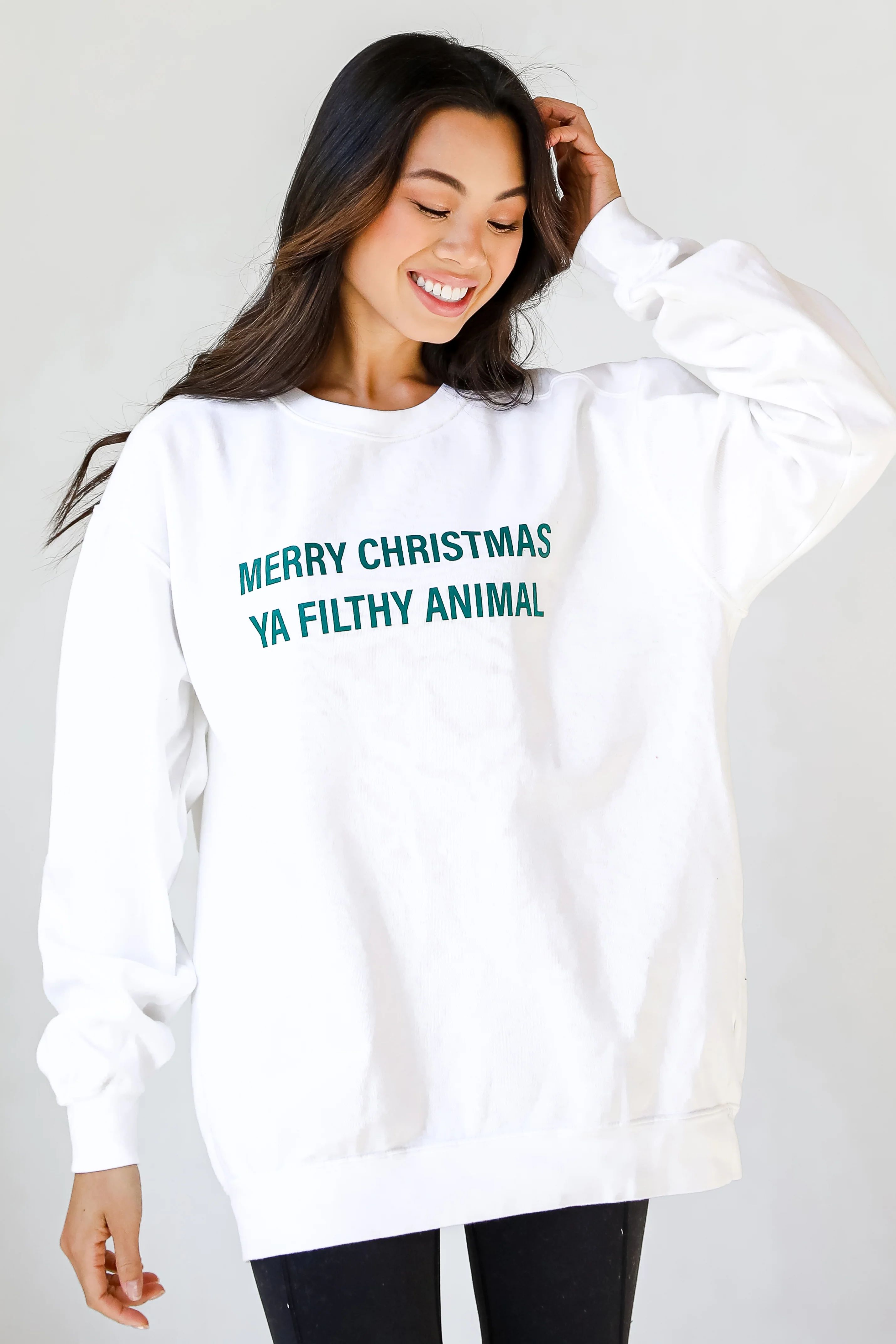 White Merry Christmas Ya Filthy Animal Pullover | Dress Up