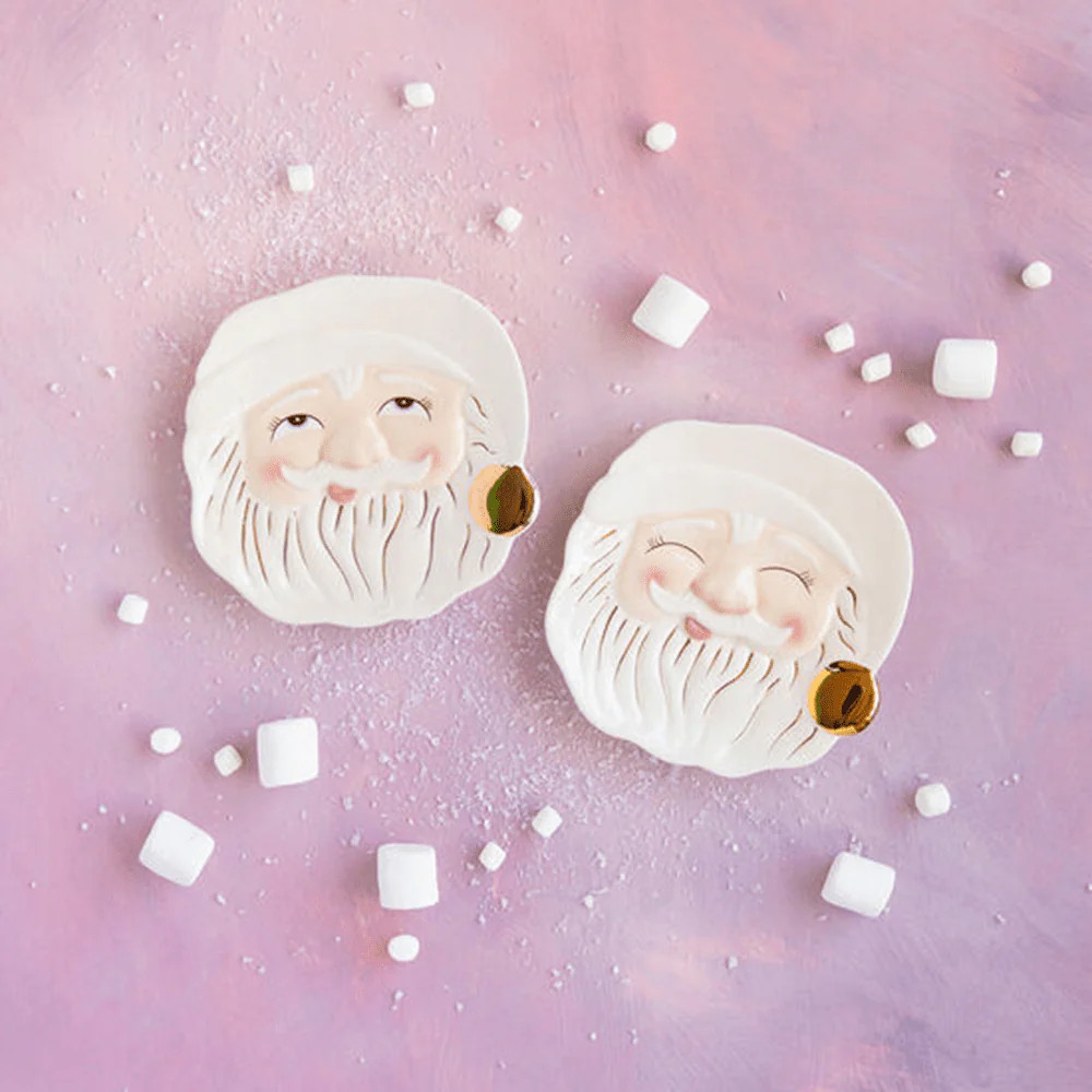 Glitterville Papa Noel Cookie Plate, Cream - 2 Style Options | Shop Sweet Lulu