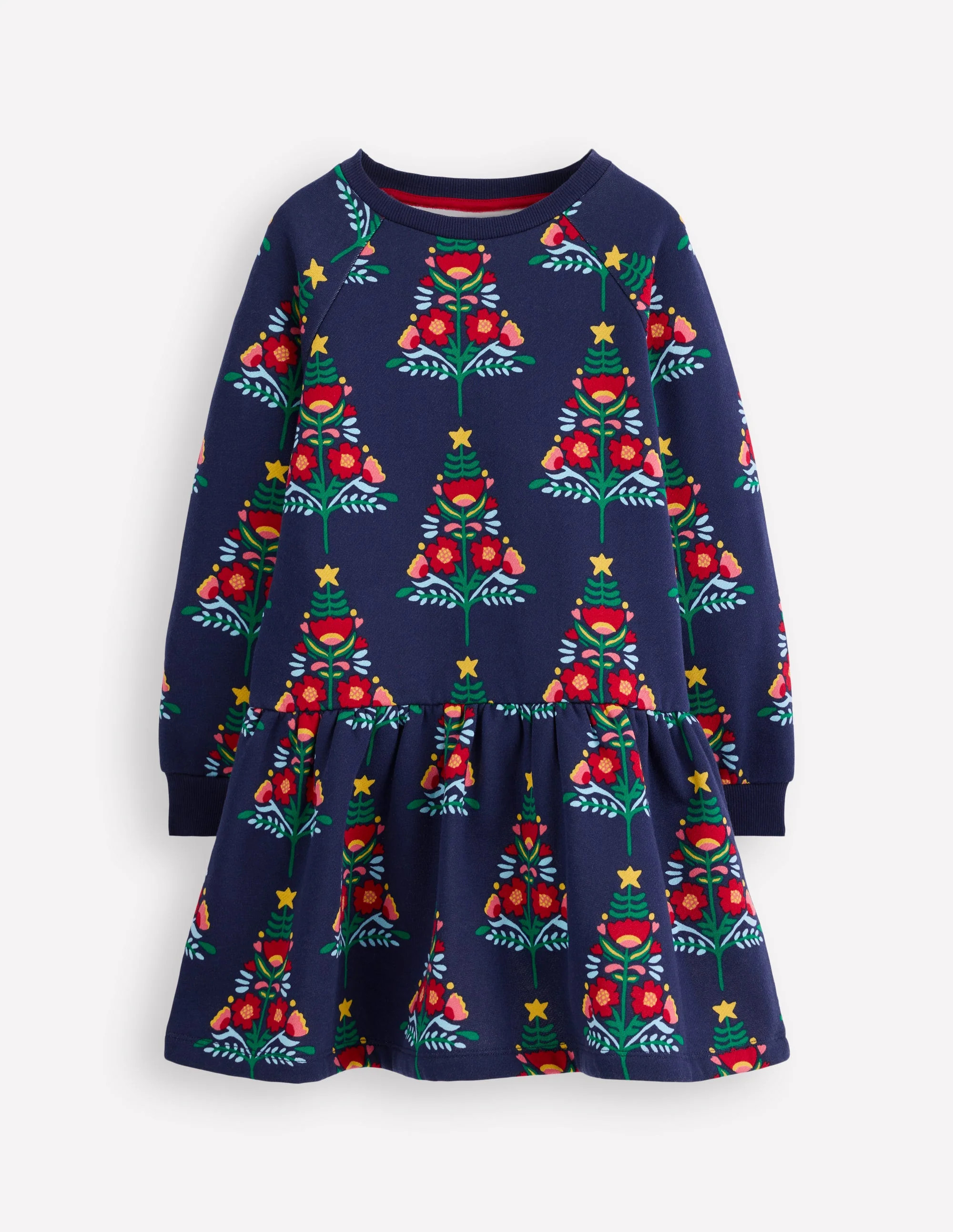 Cosy Sweatshirt Dress-College Navy Christmas Trees | Boden (US)