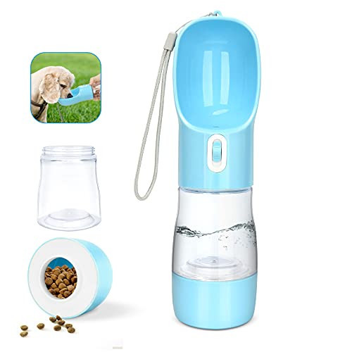 madeking Dog Water Bottle Portable Pet Water Bottle Leak Proof Dog Water Dispenser and Food, Multifunctional Outdoor Water&Food Bowl for Dogs and Cats (Bule) | Amazon (US)