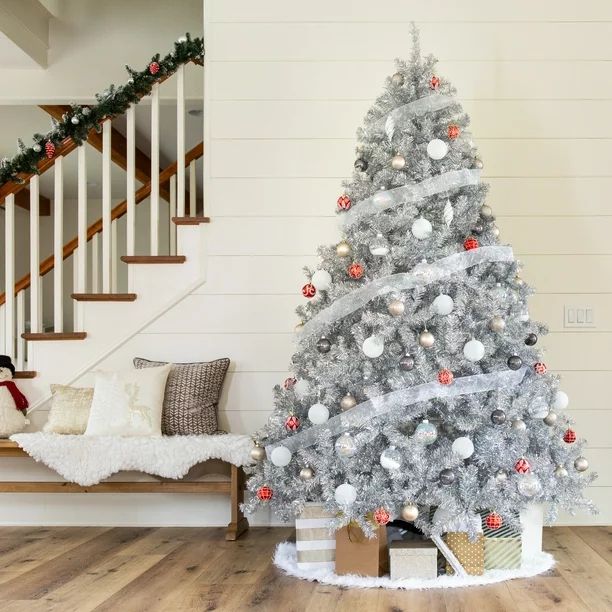 Best Choice Products 6ft Artificial Silver Tinsel Christmas Tree Holiday Decoration w/ 1,477 Bran... | Walmart (US)