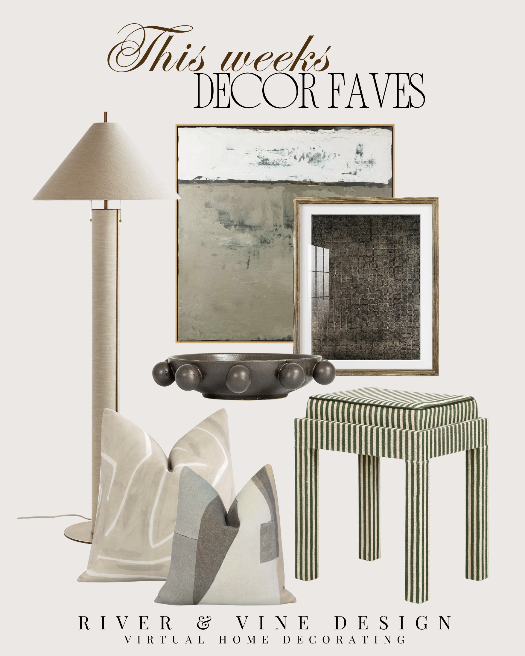 This week’s decor finds are all about quiet luxury with texture—pieces that instantly elevate a space without overthinking it.
The striped stool adds that designer layer (and doubles as extra seating), the sculptural bowl brings in depth, and those neutral pillows? They’re the easiest way to make your sofa look styled, not staged. And don’t sleep on that lamp—it’s the kind of piece that softens a room in seconds.
If your space feels almost there, this is exactly what’s missing.
Tap through to shop everything and pull your room together in one go 🤍
I may receive a commission if you purchase through my links 

 #LTKHome